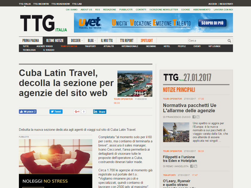 TTG Italia - Cuba Latin Travel, decolla la sezione per agenzie del sito web